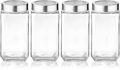 Kalsigate Glass Grocery Container  - 1000 ml(Pack of 2, Clear)