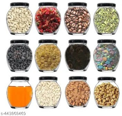 JANVMART Glass Utility Container  - 350 ml(Pack of 12, Multicolor)