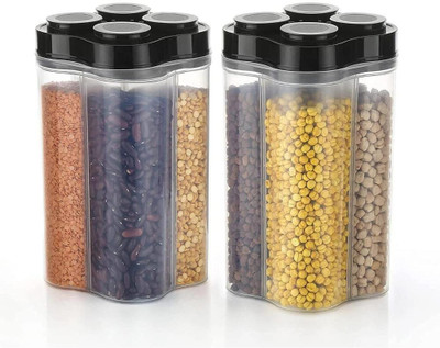 Zubix Plastic Grocery Container  - 2400 ml(Pack of 2, Black)