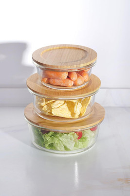 KUBER INDUSTRIES Glass Utility Container  - 950 ml(Pack of 3, Clear)