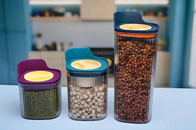 Sentricus Plastic Grocery Container  - 600 ml, 800 ml, 1400 ml(Pack of 3, Multicolor)