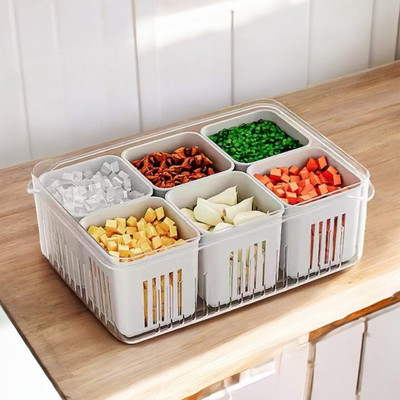 JORDY Plastic Fridge Container  - 1200 ml(Pack of 6, Clear)