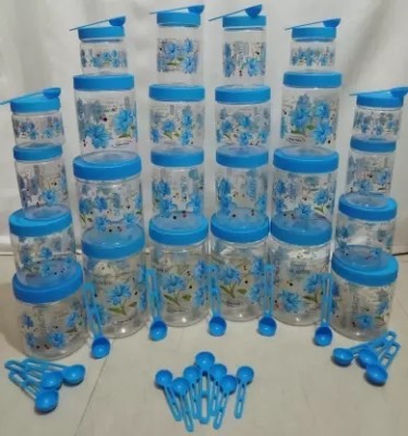 AQUTON Plastic Cookie Jar  - 2000 ml, 1500 ml, 1000 ml, 750 ml, 500 ml, 250 ml(Pack of 24, Blue)