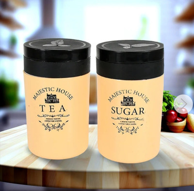 Sankalp Plastic Tea Coffee & Sugar Container  - 850 ml(Pack of 2, Yellow)