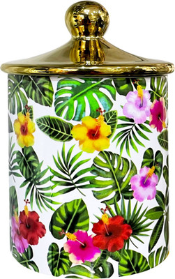 Lemon Tree Ceramic Grocery Container  - 500 ml(Green)