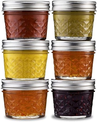 Star Work Glass Pickle Jar  - 100 ml(Pack of 6, Multicolor)