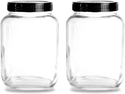 Adhunyk Glass Pickle Jar  - 3000 ml(Pack of 2, Clear)