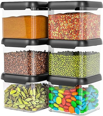 FPBOI Plastic Grocery Container  - 500 ml(Pack of 6, Black)