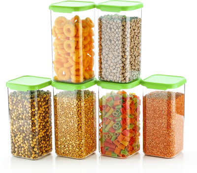 Gowishcart Plastic Grocery Container  - 1200 ml(Pack of 6, Green)