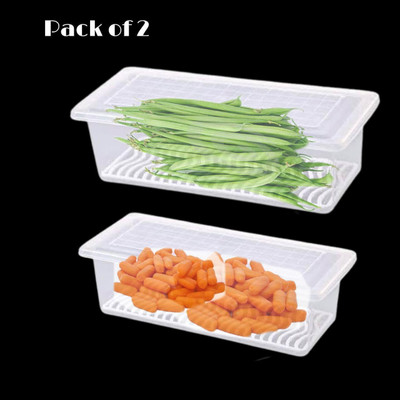 MINAG Plastic Fridge Container  - 1500 ml(Pack of 6, White)