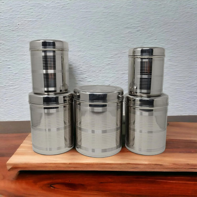 Saathi Steel Utility Container  - 5750 ml(Pack of 5, Silver)