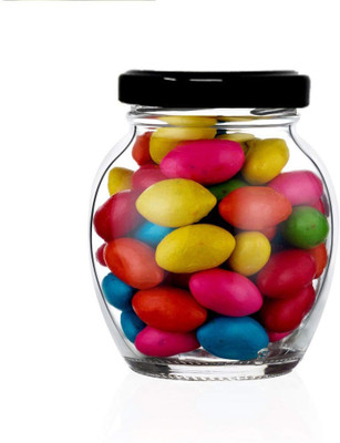 MUNOO Glass Grocery Container  - 400 ml(Pack of 12, White, Black)