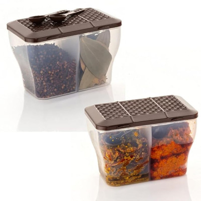 Analog Kitchenware Plastic Pickle Jar  - 2000 ml(Pack of 2, Brown)