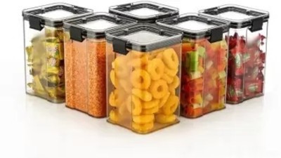 Dharohar Decor Plastic Grocery Container  - 1100 ml(Pack of 6, Black)