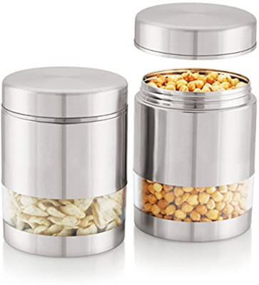 KMH Steel Grocery Container  - 500 ml(Pack of 2, Silver)