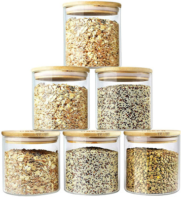 morryz Glass Grocery Container  - 700 ml(Pack of 6, Clear)