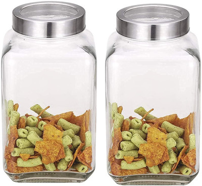 Adhunyk Glass Fridge Container  - 3000 ml(Pack of 2, Clear)