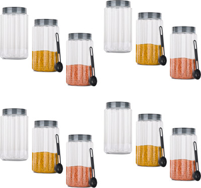 KUBER INDUSTRIES Plastic Grocery Container  - 1800 ml(Pack of 12, Grey)