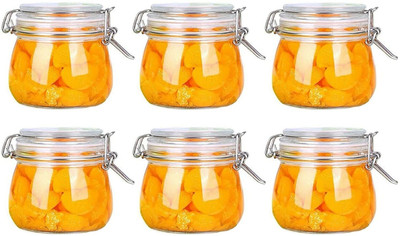 HetHin sales Glass Cookie Jar  - 500 ml(Pack of 6, Clear)