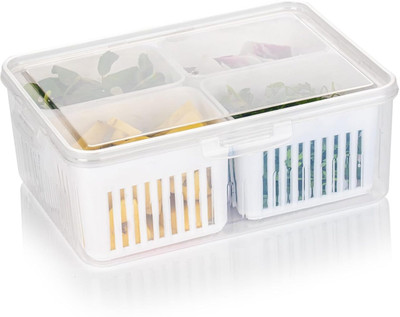 KitchHaven Plastic Fridge Container  - 2100 ml(White)