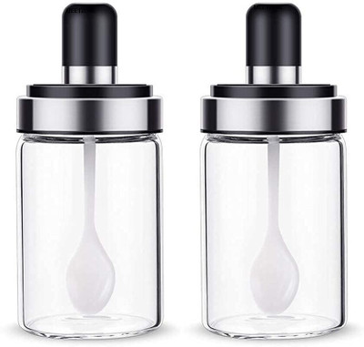 VATTU Glass Grocery Container  - 250 ml(Pack of 2, Clear)