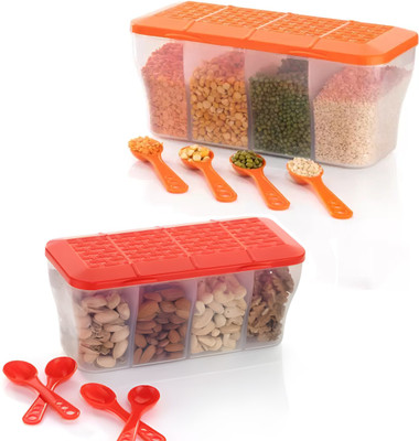 ksquare Plastic Utility Container  - 1500 ml(Pack of 2, Orange, Red)