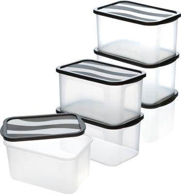 KUBER INDUSTRIES Plastic Fridge Container  - 4 L(Pack of 6, Black)