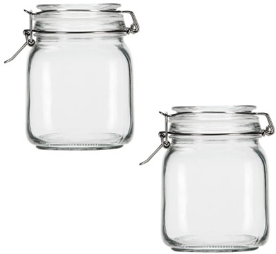 Dwiti Enterprise Glass, Plastic Grocery Container  - 1000 ml(Pack of 2, Clear)