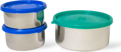 sharky Stainless Steel Fridge Container  - 900 ml(Pack of 3, Multicolor)