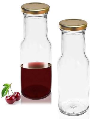 Artifice 200 ml Glass Bottles for Milk, Juice with Rust Proof & Airtight Cap (Set of 2) 200 ml Bottle(Pack of 2, Clear, Glass)