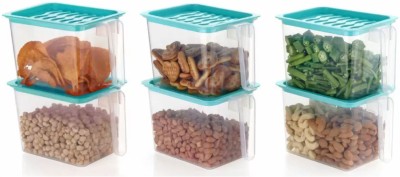 Aasvi Horizon Plastic Fridge Container  - 1000 ml(Pack of 6, Green)