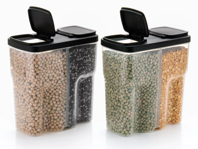 CONQUER Plastic Grocery Container  - 2500 ml(Pack of 2, Black)