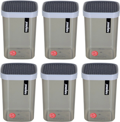 NAYASA Plastic Grocery Container  - 1000 ml(Pack of 6, Grey)
