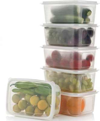CONQUER Plastic Fridge Container  - 1800 ml(Pack of 6, Clear)
