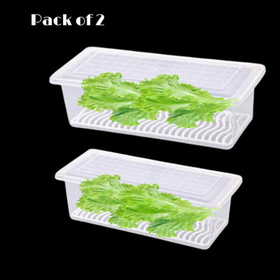 Savorier Plastic Fridge Container  - 1500 ml(Pack of 6, White)
