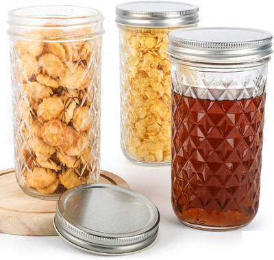 GRACIOUS MART Glass Utility Container  - 320 ml(Pack of 3, Clear)