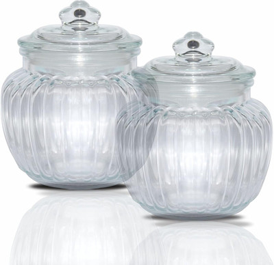 VIRCO Glass Grocery Container  - 600 ml(Pack of 2, Clear)