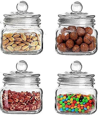 NAVPATH Glass Grocery Container  - 500 ml(Pack of 16, Clear)