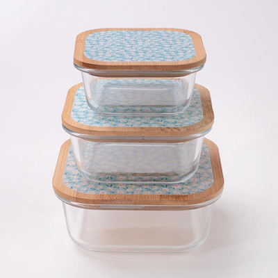 KUBER INDUSTRIES Glass Utility Container  - 1050 L(Pack of 3, Clear)