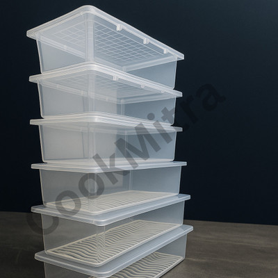 CookMitra Plastic Fridge Container  - 1500 ml(Pack of 6, White)