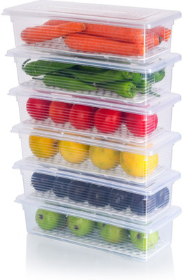 NOXIS Plastic Fridge Container  - 1500 ml(Pack of 7, White)