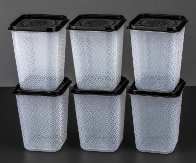 COROFFY Plastic Grocery Container  - 1100 ml(Pack of 6, Black, Clear)