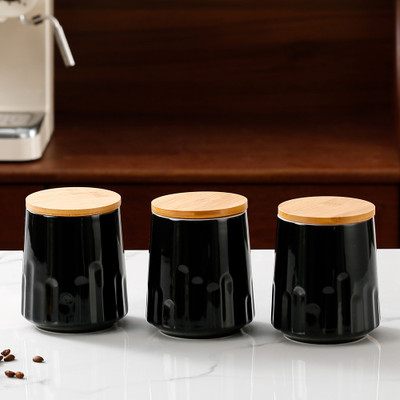 UMAI Ceramic Utility Container  - 280 ml(Pack of 3, Black)