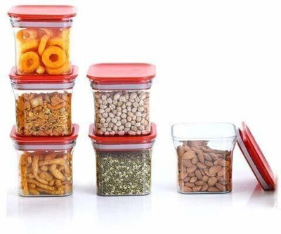 HELOVIA Plastic Grocery Container  - 600 ml(Pack of 6, Red)
