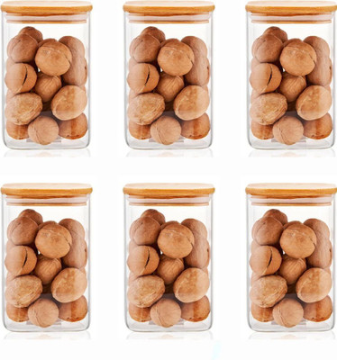 Avresta Glass, Wooden Grocery Container  - 270 ml(Pack of 6, Clear)