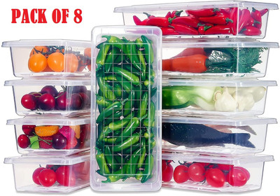 Chepo Polypropylene Fridge Container  - 1500 ml(Pack of 8, Clear)