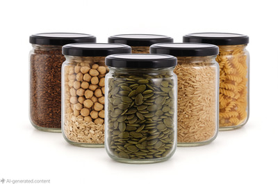 STABILIX Glass Pickle Jar  - 500 ml(Pack of 6, Black)