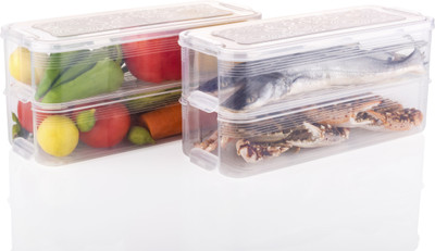 RANIC Plastic Fridge Container  - 2500 ml(Pack of 4, White)