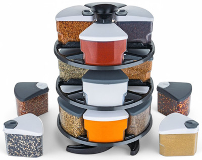 Cronus Plastic Grocery Container  - 300 ml(Pack of 18, Grey)