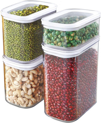 pepplo Plastic Grocery Container  - 2000 ml(Pack of 4, White)